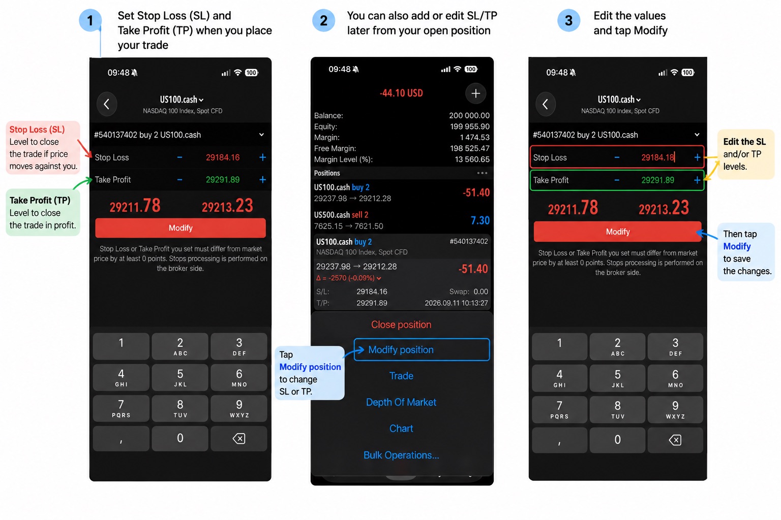 MetaTrader 5 Stop Loss Modify