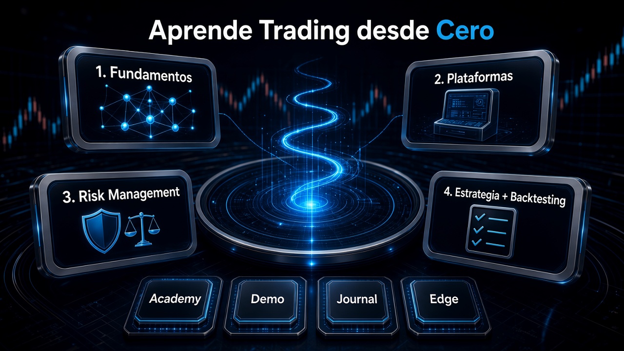 Cómo aprender trading desde cero: fundamentos, plataformas, Risk Management, Market Structure, estrategia, Backtesting y diario.