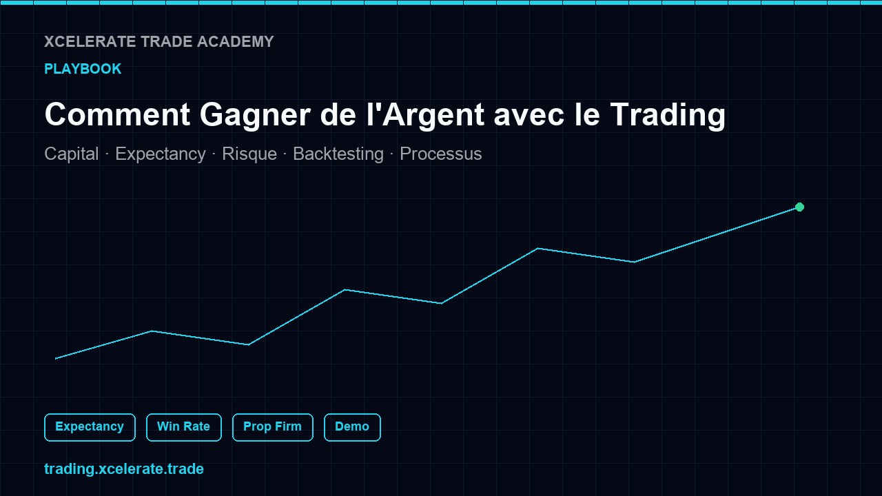 Comment gagner de l’argent avec le trading : capital, Expectancy, Risk Management, Backtesting et processus — pas de profit quotidien garanti.