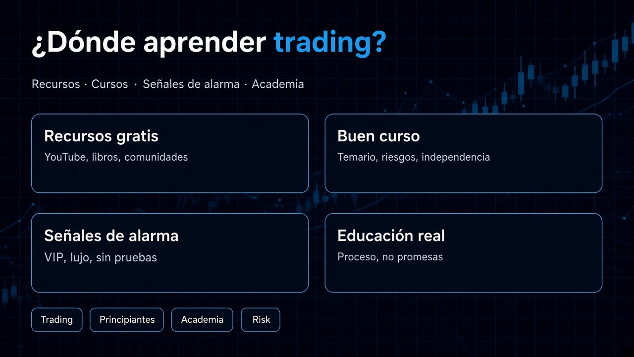 Dónde aprender trading: recursos, cursos, señales de alerta y Academia Xcelerate Trade.