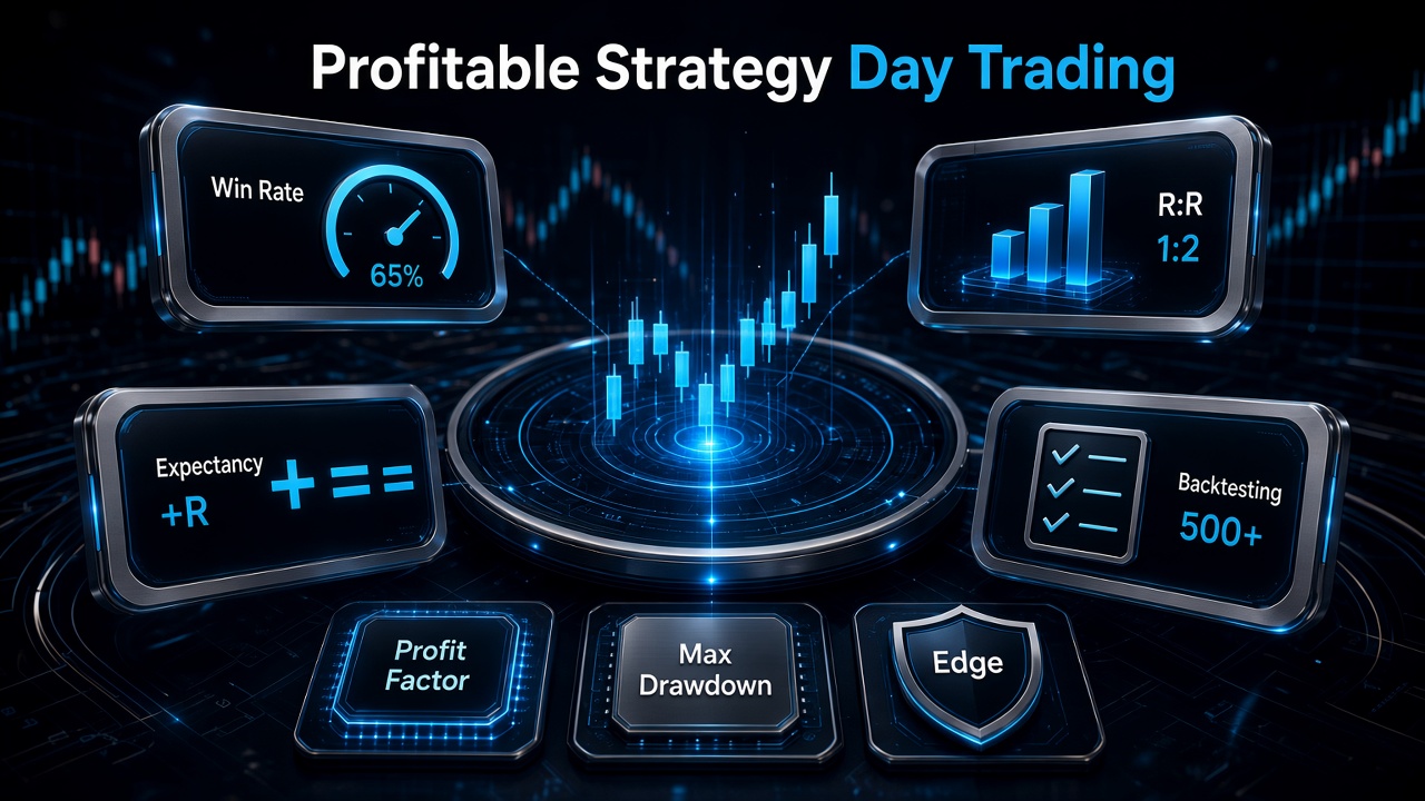 How a profitable Day Trading strategy is validated: Win Rate, Risk-to-Reward, Expectancy, and Backtesting.