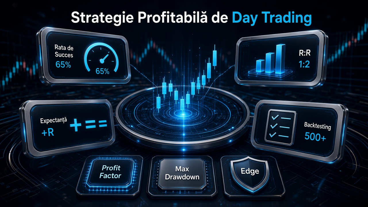 Cum se validează o strategie profitabilă de Day Trading: Win Rate, Risk-to-Reward, Expectancy și Backtesting.